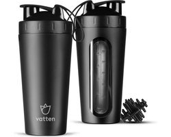 Vatten® Premium RVS Shakebeker - 700 ml - Mat Zwart - Eiwitshaker - Proteïne Shaker - Smoothie Beker
